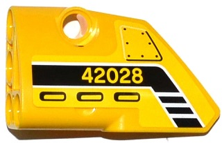 Lego Technic, Panel Fairing # 1 Small Smooth Short, Side A with Black and White Stripes, Air Intakes and '42028' Pattern (Sticker) - Set 42028