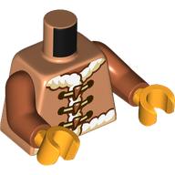 Lego Torso, Coat, Thick White Fur, Tan Laces, Medium Nougat Buttons print, Medium Nougat Arms, Bright Light Orange Hands / Nougat