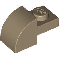 Lego Brick Curved 1 x 2 x 1 with Curved Top / Dark Tan