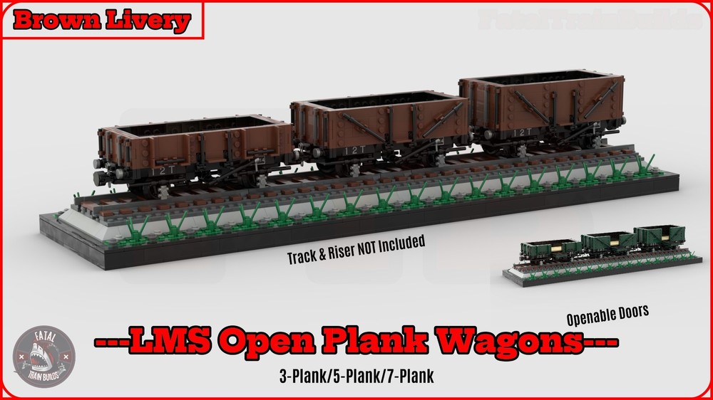 Lego (Brown) LMS Open Plank Wagons (8w)