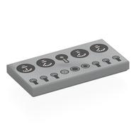 Lego Tile 2 x 4 with Dashboard, Black Dials, Dark Bluish Grey Switches Print / Light Bluish Gray