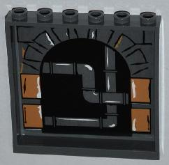Lego Panel 1 x 6 x 5 with Stone Arch and Pipes Pattern on Inside (Sticker) - Set 79103 / Dark Bluish Gray