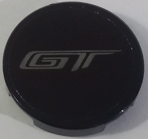 Lego Tile, Round 2 x 2 with Bottom Stud Holder with Dark Bluish Gray 'GT' Pattern (Sticker) - Set 42154 / Black