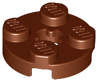 Lego Plate, Round 2 x 2 with Axle Hole / Reddish Brown