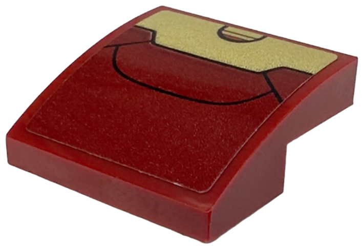 Lego Slope, Curved 2 x 2 x 2/3 with Gold Armor Plate and Black Curved Lines Pattern (Sticker) - Set 76247