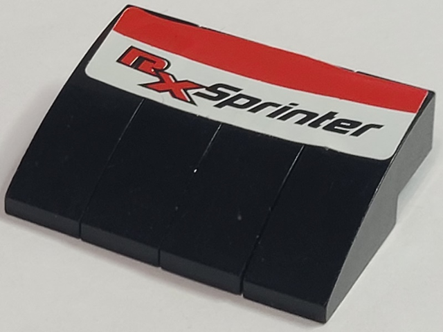 Lego Stickered Assembly 4 x 3 x 1 with Red and Black 'RX Sprinter' on White and Red Background Pattern (Sticker) - Set 8655