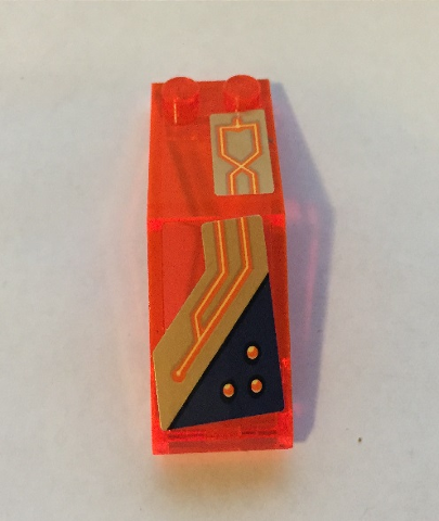 Lego Windscreen 5 x 2 x 1 2/3 with Orange Circuitry Pattern Model Left Side (Stickers) - Set 72004 / Trans-Neon Orange