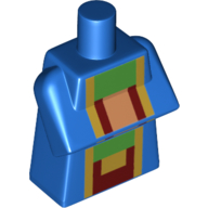 Lego Torso Special, Long with Folded Arms with Green/Bright Light Orange/Dark Red Print / Blue