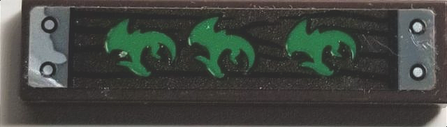 Lego Tile 1 x 4 with Wood Grain, 4 Nails and 3 Dragon Stamps Pattern (Sticker) - Set 70593
