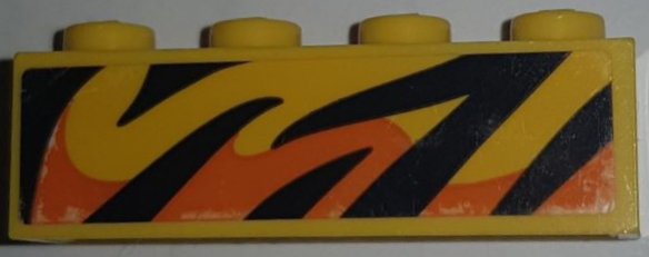 Lego Brick 1 x 4 with Black and Orange Flames Pattern Model Right Side (Sticker) - Set 60295