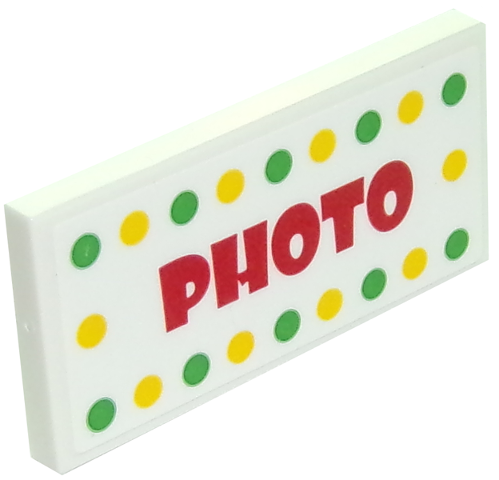 Lego Tile 2 x 4 with 'PHOTO' Pattern (Sticker) - Set 10261 / White