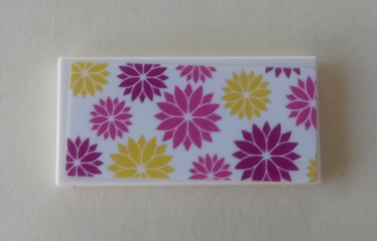 Lego Tile 2 x 4 with Yellow, Dark Pink and Magenta Floral Pattern (Sticker) - Set 41314