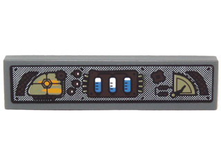 Lego Tile 1 x 4 with Gauges, Display and Buttons Pattern (Sticker) - Set 70010 / Dark Bluish Gray
