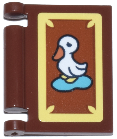 Lego Minifigure, Utensil Book Cover with White Duckling and Bright Light Yellow Border Pattern (Sticker) - Set 43268 / Reddish Brown