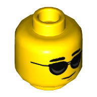 Lego Minifig Head, Black Glasses Print / Yellow