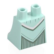 Lego Hips and Legs Under Dress/Robe with Sand Green/White Trim, Striped Underdress Print / Light Aqua