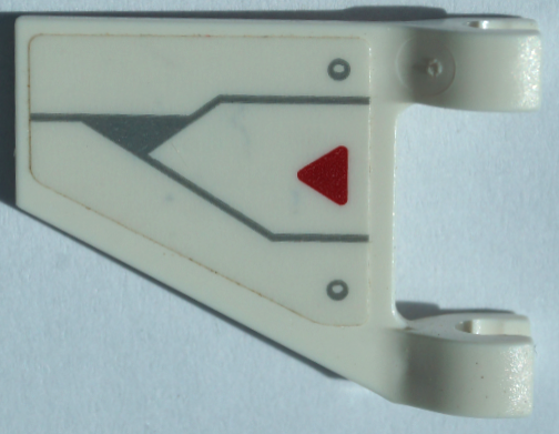Lego Flag 2 x 2 Trapezoid with Flat Edge with Red Triangle, Light Bluish Gray Lines and Rivets Pattern Model Left Side (Sticker) - Set 70673 / White