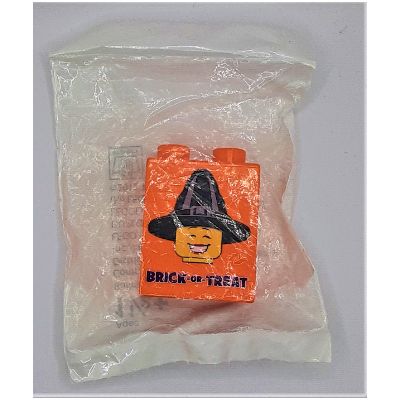 Lego Duplo Brick 1 x 2 x 2 with Smiling Witch / 'Legoland California Resort Brick-or-Treat Party Nights 2015' Print / Orange