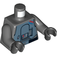 Lego Torso Armor, Sand Blue Breastplate with Blue and Red General Insignia Print (General Veers), Dark Bluish Gray Arms, Black Hands / Dark Bluish Gray