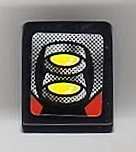 Lego Slope 30 1 x 1 x 2/3 with Yellow and Silver Front Lights Pattern (Sticker) - Set 8899 / Black