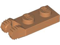 Lego Hinge Plate 1 x 2 Locking with 2 Fingers on End / Medium Nougat