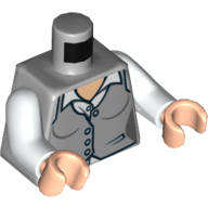 Lego Torso Waistcoat with Buttons and White Shirt Print, White Arms, Light Nougat Hands