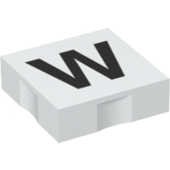 Lego Duplo Tile 2 x 2 with Capital 'W' Print / White