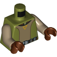 Lego Torso Open Shirt with Utility Belt, Yellow Triangle and Buckle Print (Kanan Jarrus), Dark Tan Arms, Reddish Brown Hands