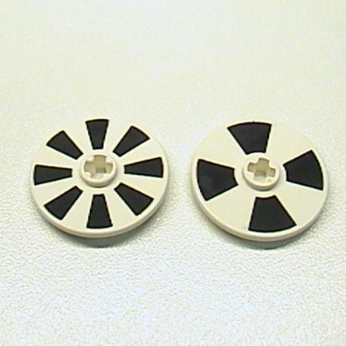 Lego Technic Disc 3 x 3 with 4 Black Sections on One Side and 8 on Reverse Print [Speed Sensor] / White