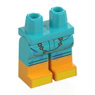 Lego Hips with Medium Azure Legs and Orange Boots Pattern with Swimming Trunks, Blue Spots, Staples Front print / Medium Azure