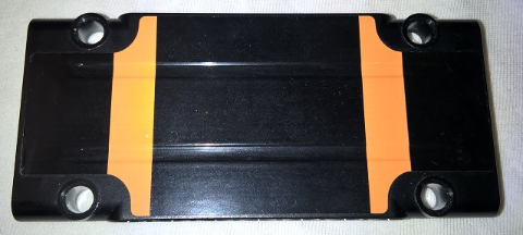 Lego Technic, Panel Plate 5 x 11 x 1 with 2 Orange Stripes with Corner Cutouts Pattern (Sticker) - Set 9398