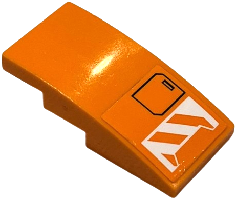 Lego Slope, Curved 4 x 2 with Orange and White Danger Stripes and Door Hatch Pattern (Sticker) - Set 60192