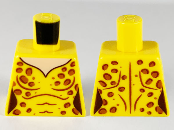 Lego Torso Female Catsuit, Light Nougat Neck and Dark Orange Leopard Spots Pattern / Yellow
