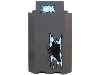 Lego Panel 3 x 3 x 6 Corner Wall without Bottom Indentations with Ice Cracks and Hole Pattern (Stickers) - Set 70147 / Dark Bluish Gray