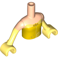 Lego Minidoll Torso Girl with Bright Light Orange Top with Rose Trim Print, Light Nougat Arms with Hands with Bright Light Yellow Gloves Print / Light Nougat