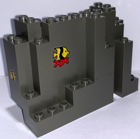 Lego Rock Panel 4 x 10 x 6 Rectangular (BURP) with 2 Fish and Coral Pattern (Stickers) - Set 6560