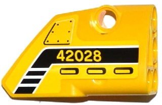 Lego Technic, Panel Fairing # 2 Small Smooth Short, Side B with Black and White Stripes, Air Intakes and '42028' Pattern (Sticker) - Set 42028