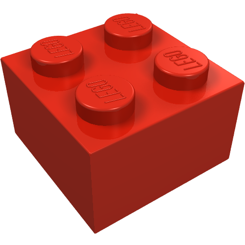 Lego Brick 2 x 2 without Inside Ridges / Red