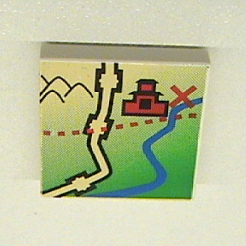 Lego Tile 2 x 2 with Map Orient China Print