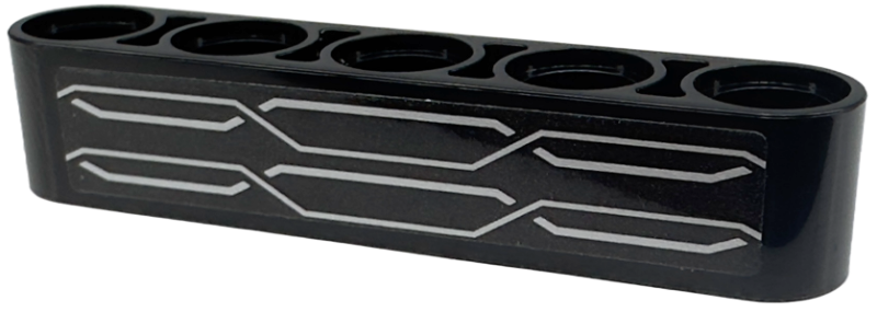 Lego Technic, Liftarm Thick 1 x 5 with Silver Grille Lines Pattern (Sticker) - Set 42153 / Black