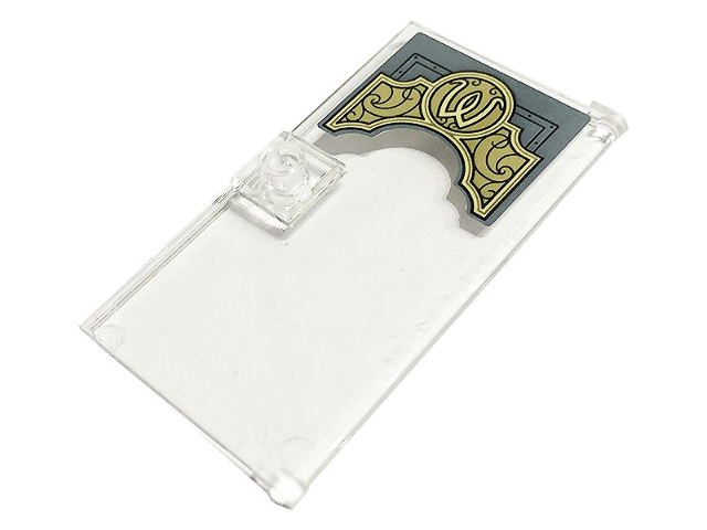 Lego Door 1 x 4 x 6 with Stud Handle with Ornate Gold Arch and Letter W on Dark Bluish Gray Background Pattern (Sticker) - Set 76183