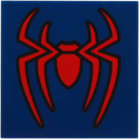 Lego Tile 4 x 4 with Red Spider with Black Outlines Pattern