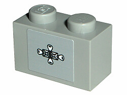 Lego Brick 1 x 2 with Repositioning Rockets Pattern (Sticker) - Set 7468