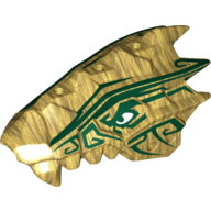 Lego Creature Body Part, Dragon Head Upper Jaw with Scales and Teeth with Dark Green Stripes Print