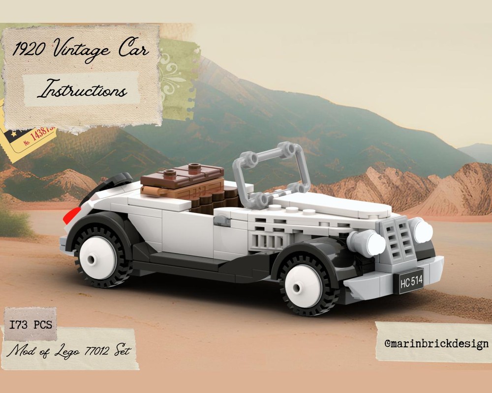 Lego 1920 Vintage White Car - Lego moc Instructions