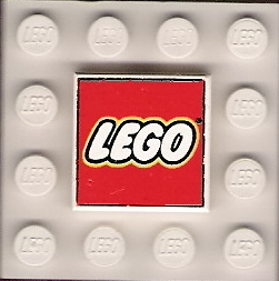 Lego Tile 2 x 2 with Vintage LEGO Logo Pattern / White