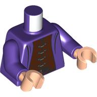 Lego Torso, Robe, Reddish Brown Shirt, Silver Clamps print, Dark Purple Arms, Light Nougat Hands / Dark Purple