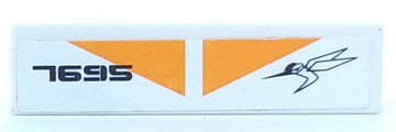 Lego Tile 1 x 4 with Orange Triangles and '7695' Pattern (Sticker) - Set 7695 / White