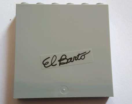 Lego Panel 1 x 6 x 5 with Black 'El Barto' Pattern (Sticker) - Set 71016 / Light Bluish Gray