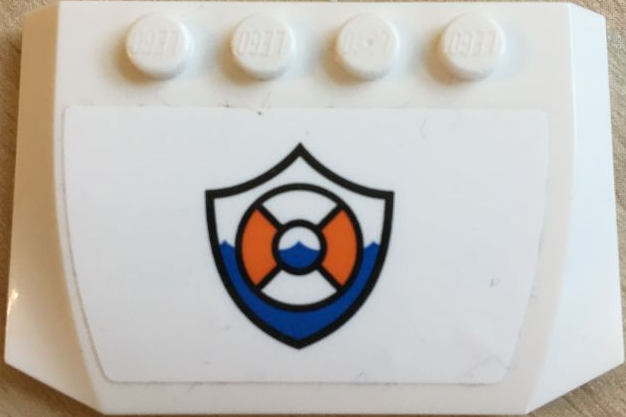 Lego Wedge 4 x 6 x 2/3 Triple Curved with Coast Guard Logo on White Background Pattern (Sticker) - Sets 60165 / 60168